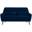 3-SITZER-SOFA in Mikrofaser Blau  - Blau/Schwarz, Trend, Holz/Textil (160/86/80cm) - Carryhome