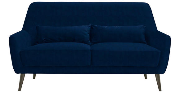 3-SITZER-SOFA in Mikrofaser Blau  - Blau/Schwarz, Trend, Holz/Textil (160/86/80cm) - Carryhome