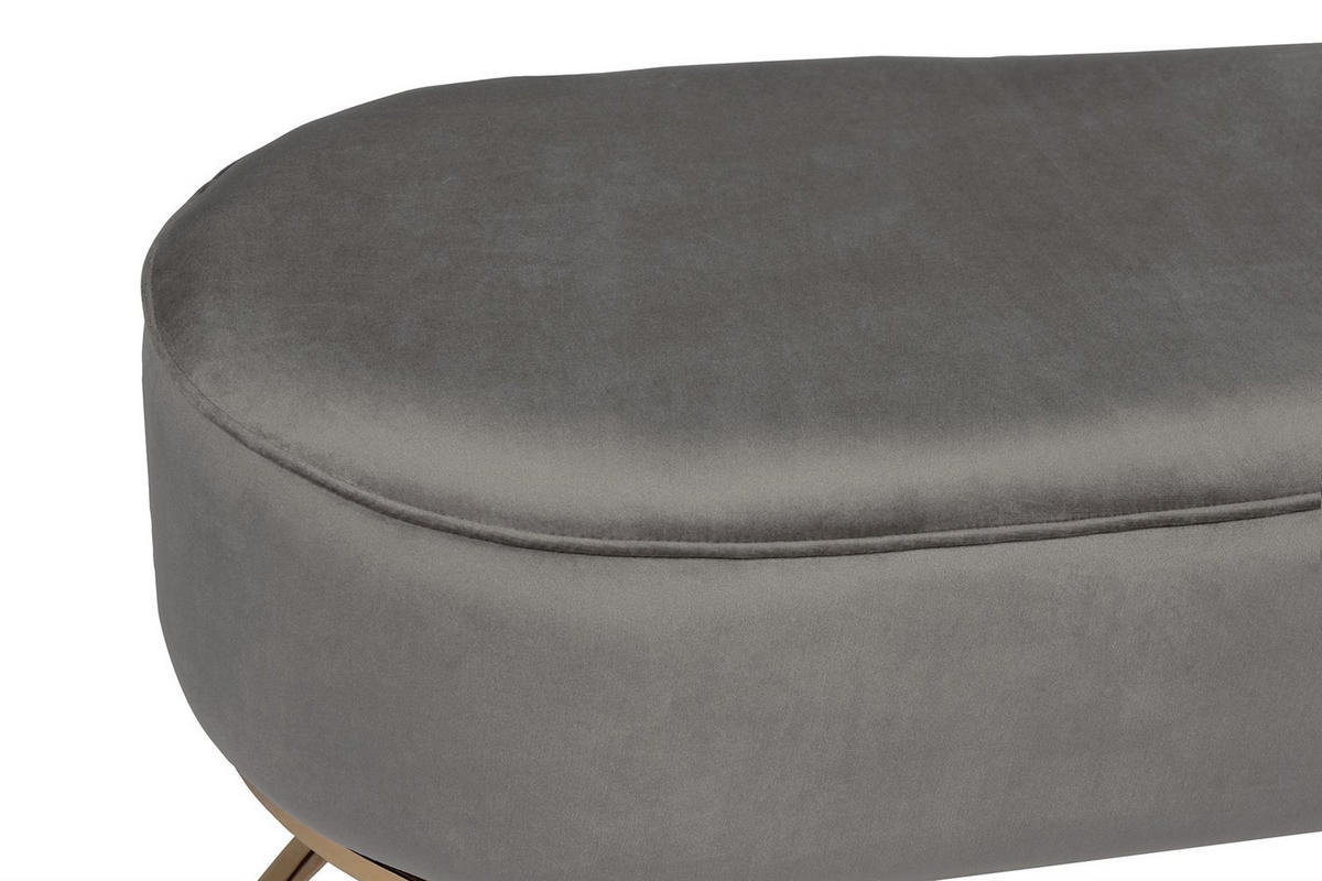 SITZBANK 105/42/40 cm Samt Grau Metall  - Goldfarben/Grau, Design, Textil/Metall (105/42/40cm) - Kayoom
