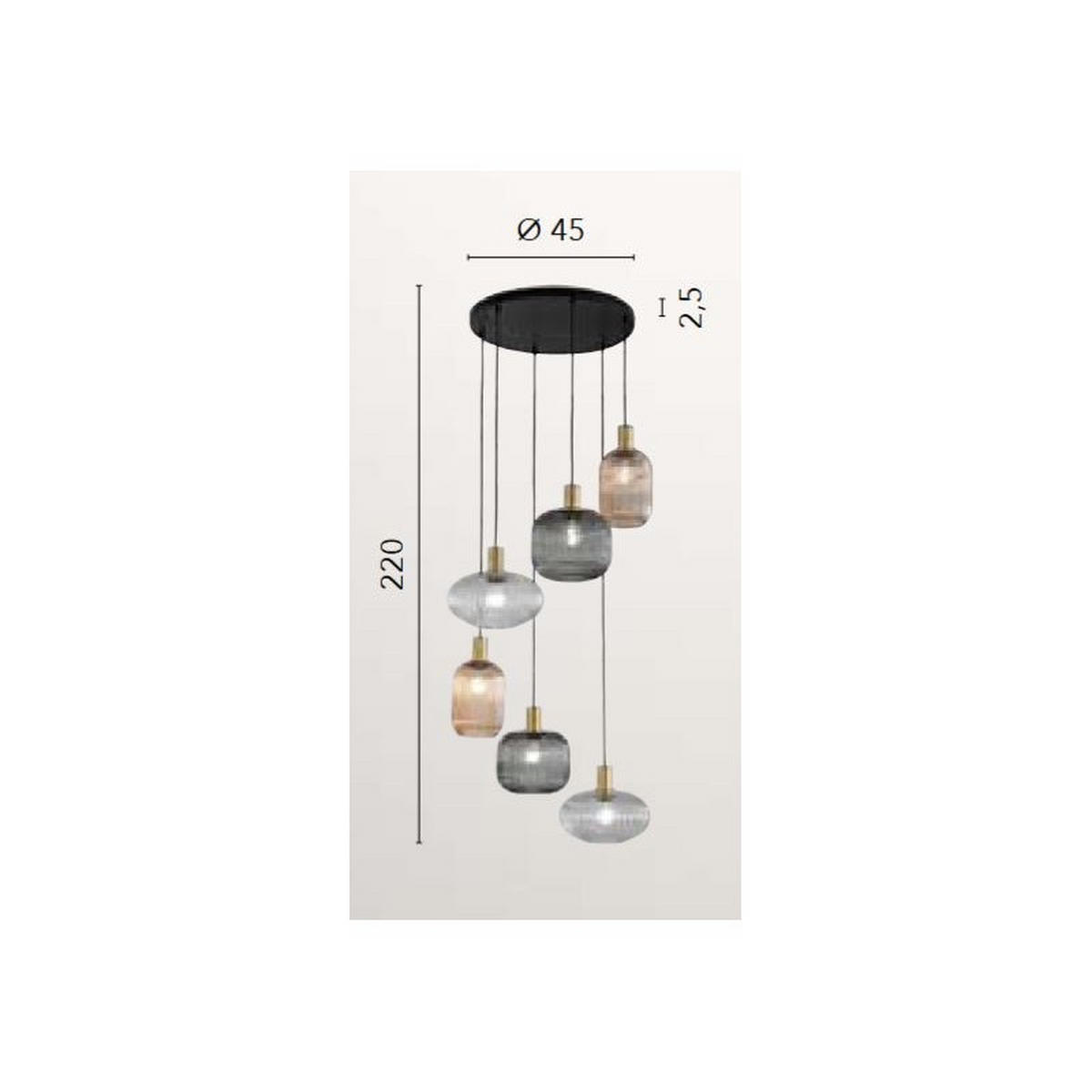 HÄNGELEUCHTE 45/220 cm  - Dunkelgrau/Transparent, Trend, Glas/Metall (45/220cm)