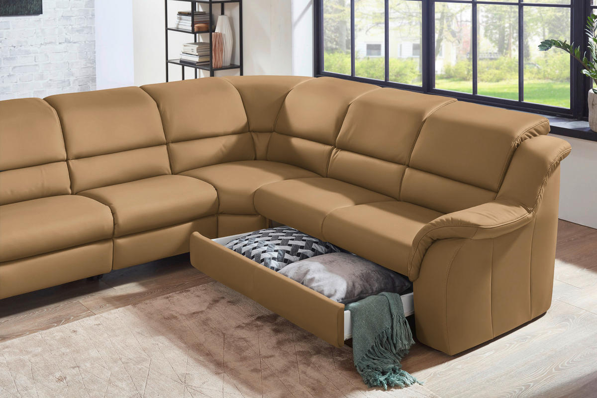 ECKSOFA  in Echtleder Honig  324/260 cm  - Chromfarben/Honig, KONVENTIONELL, Leder/Kunststoff (324/260cm) - Cantus