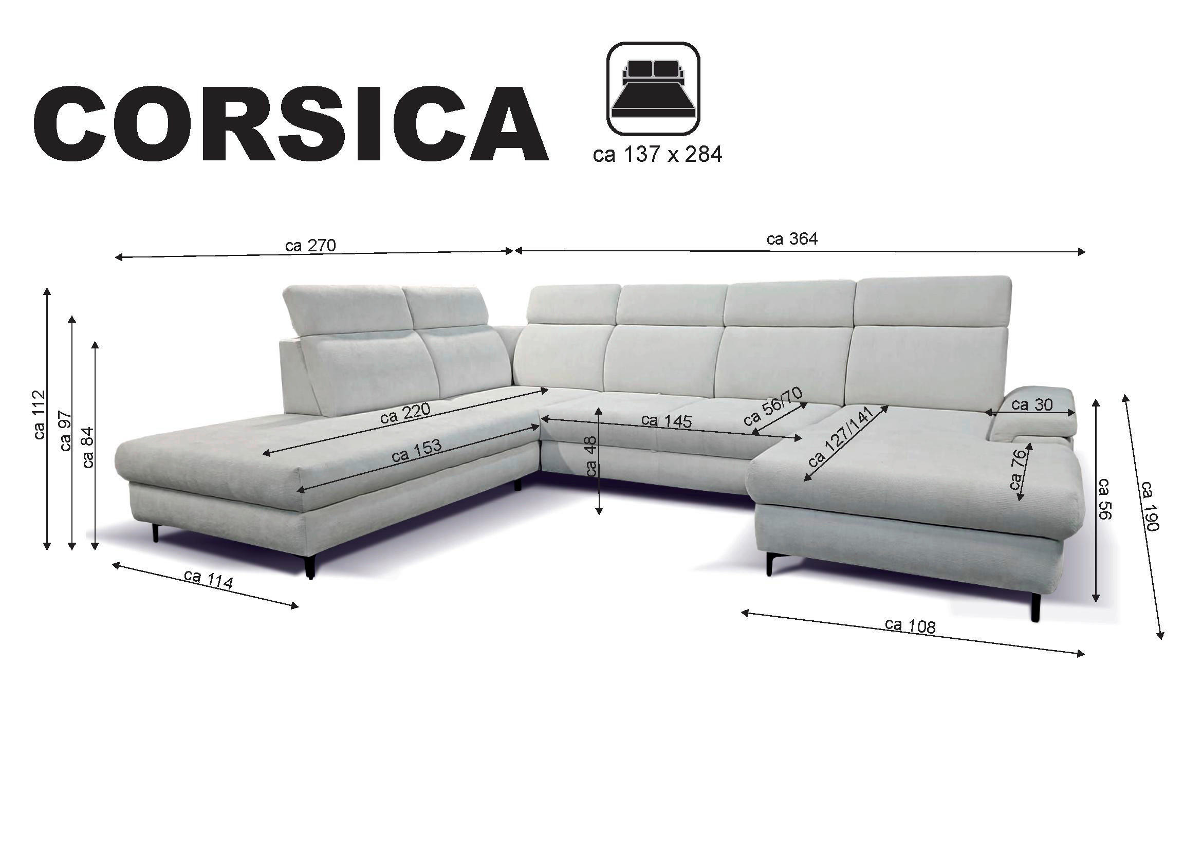 WOHNLANDSCHAFT in Struktur Beige  - Beige/Schwarz, Design, Textil/Metall (270/364/190cm) - Stylife