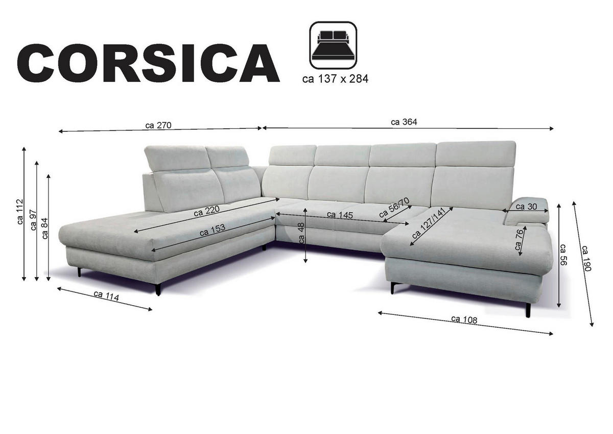 WOHNLANDSCHAFT in Struktur Beige  - Beige/Schwarz, Design, Textil/Metall (270/364/190cm) - Stylife