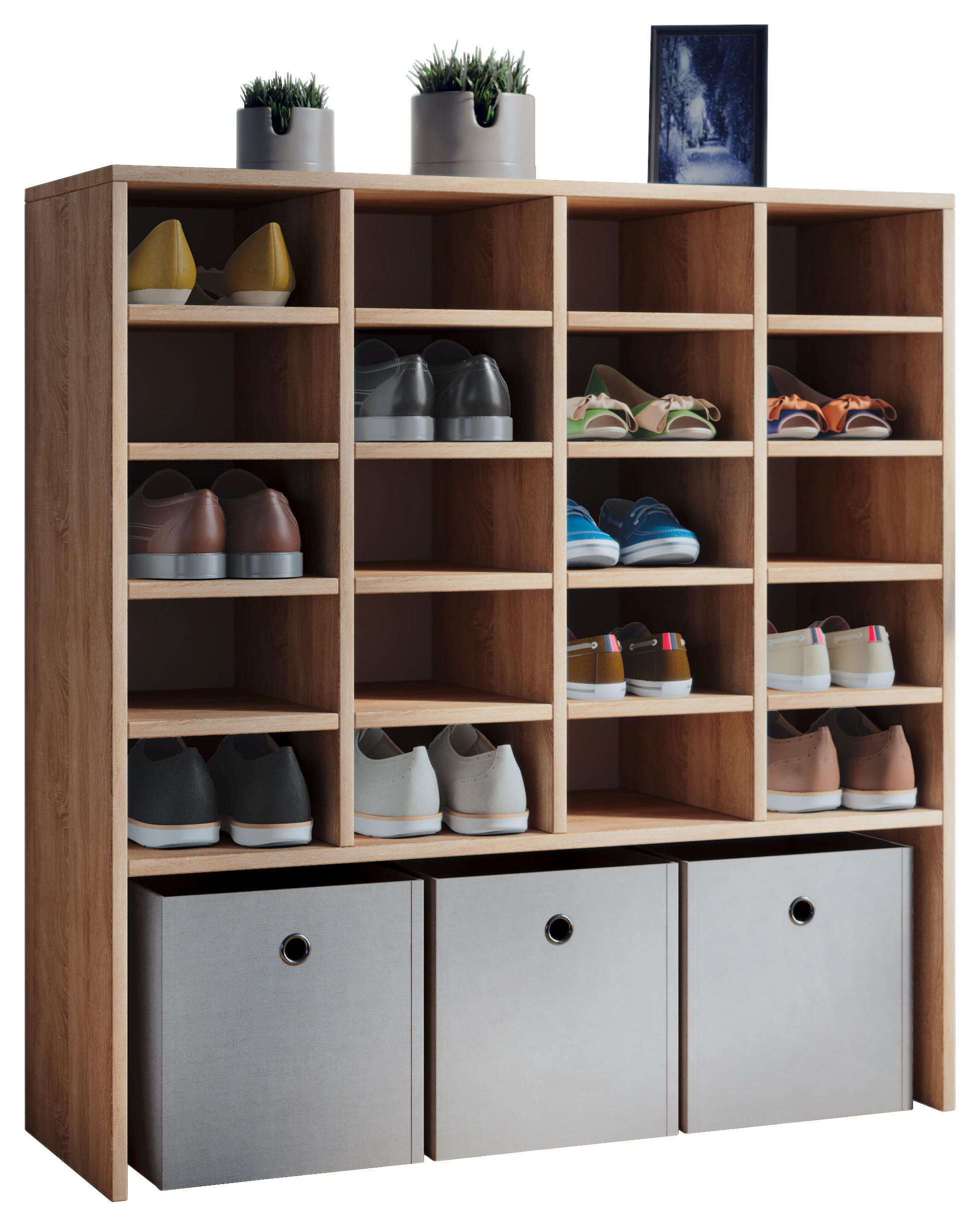 SCHUHREGAL Eichefarben  - Eichefarben, KONVENTIONELL, Holzwerkstoff (92/99/33cm) - MID.YOU