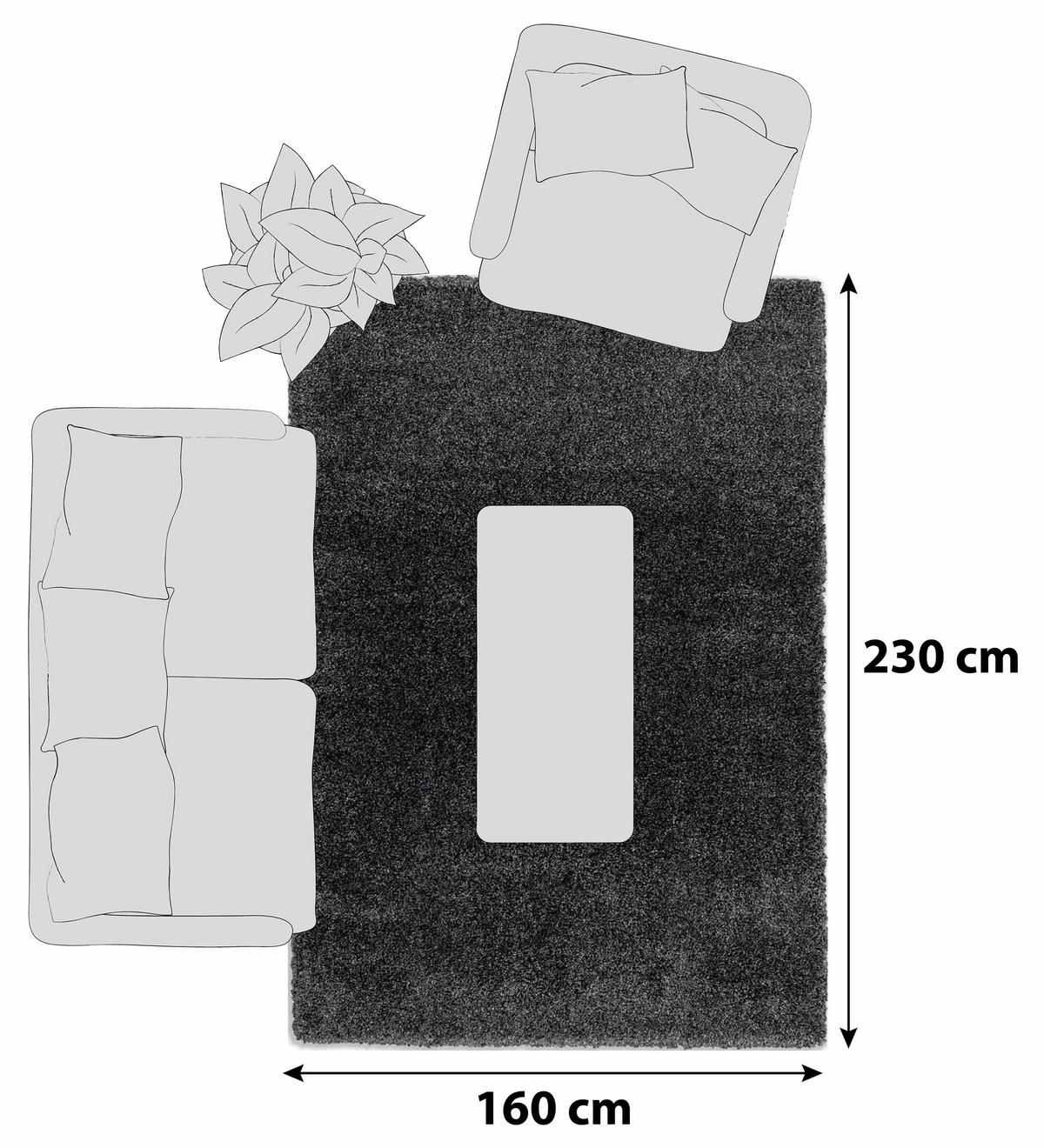 HOCHFLORTEPPICH 160/230 cm Savage Anthrazit  - Anthrazit, KONVENTIONELL, Textil (160/230cm) - Schöner Wohnen