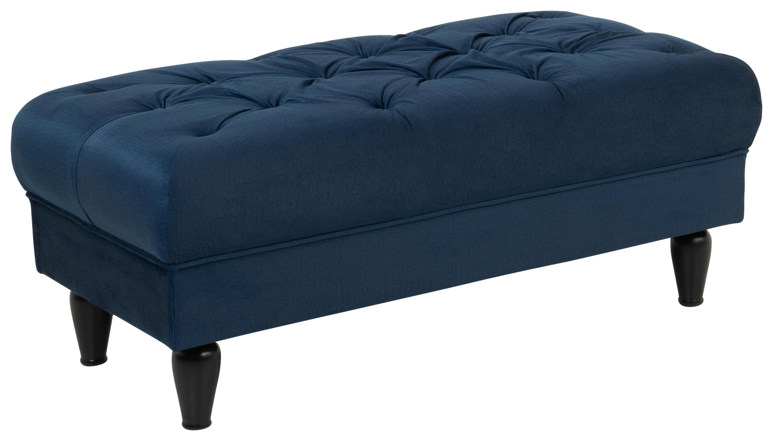 HOCKER in Textil Dunkelblau  - Schwarz/Dunkelblau, Design, Holz/Textil (110/44/56cm) - MID.YOU