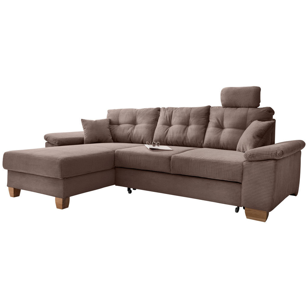 Thumbnail - Livetastic Ecksofa, Graubraun, Textil, Buche, 4-Sitzer, Füllung: Schaumstoff, Ottomane links, L-Form, 270x176 cm, Liegef...