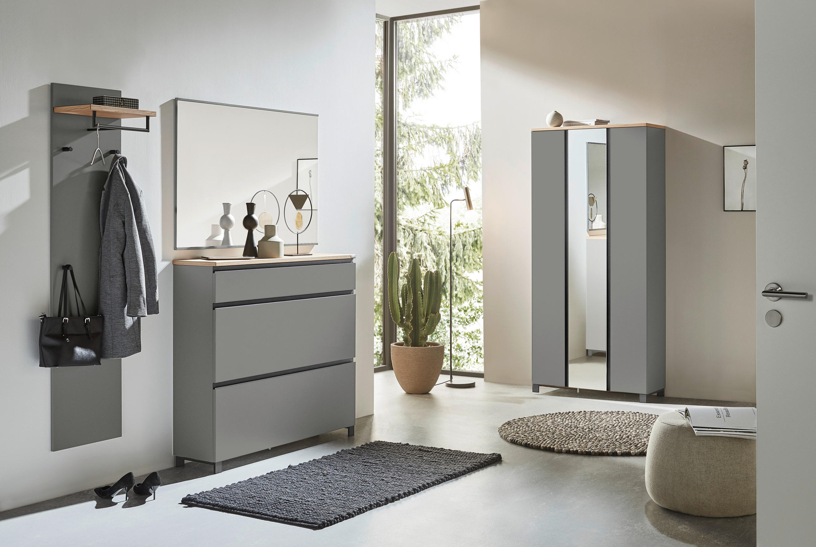 GARDEROBE 4-teilig in 270/193/37 cm - Eichefarben/Anthrazit, Design, Holz/Holzwerkstoff (270/193/37cm) - Dieter Knoll