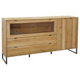 SIDEBOARD  in 182/93,6/40 cm  - Eichefarben/Schwarz, Natur, Glas/Holz (182/93,6/40cm) - Carryhome