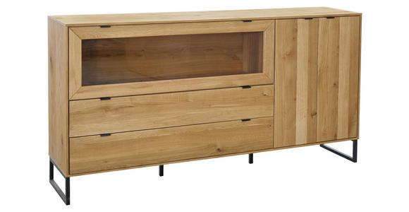 SIDEBOARD  in 182/93,6/40 cm  - Eichefarben/Schwarz, Natur, Glas/Holz (182/93,6/40cm) - Carryhome