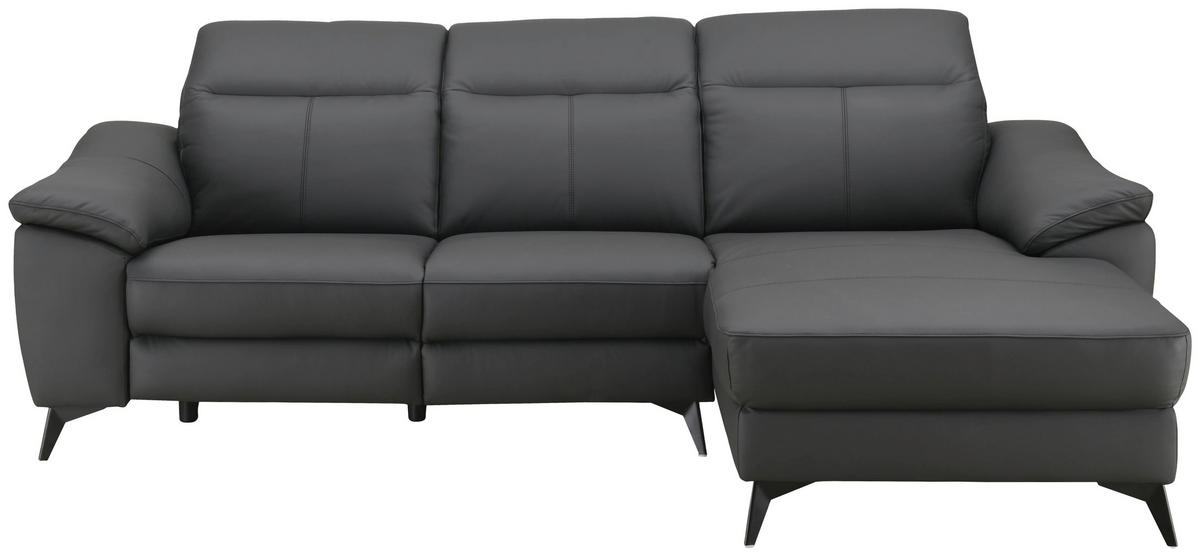 ECKSOFA  Lederlook Kombination Echtleder/Lederlook Schwarz  - Schwarz, Design, Leder/Textil (254/168cm) - Xora