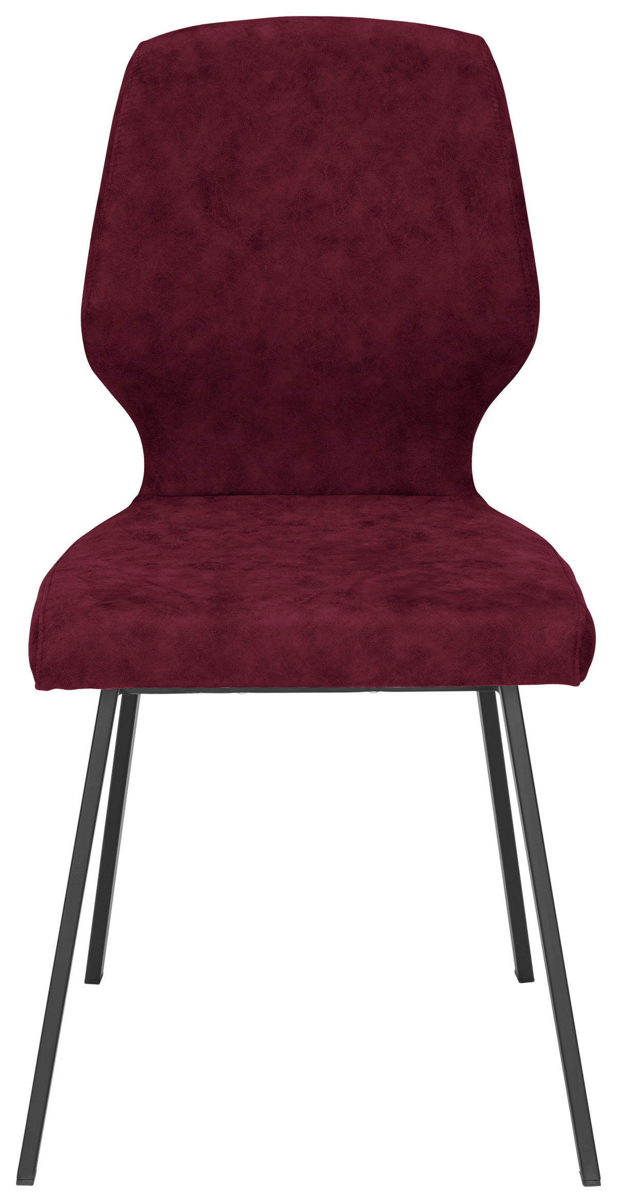 STUHL  in Eisen Mikrofaser  - Schwarz/Dunkelrot, Modern, Textil/Metall (46/91/61cm) - Venda