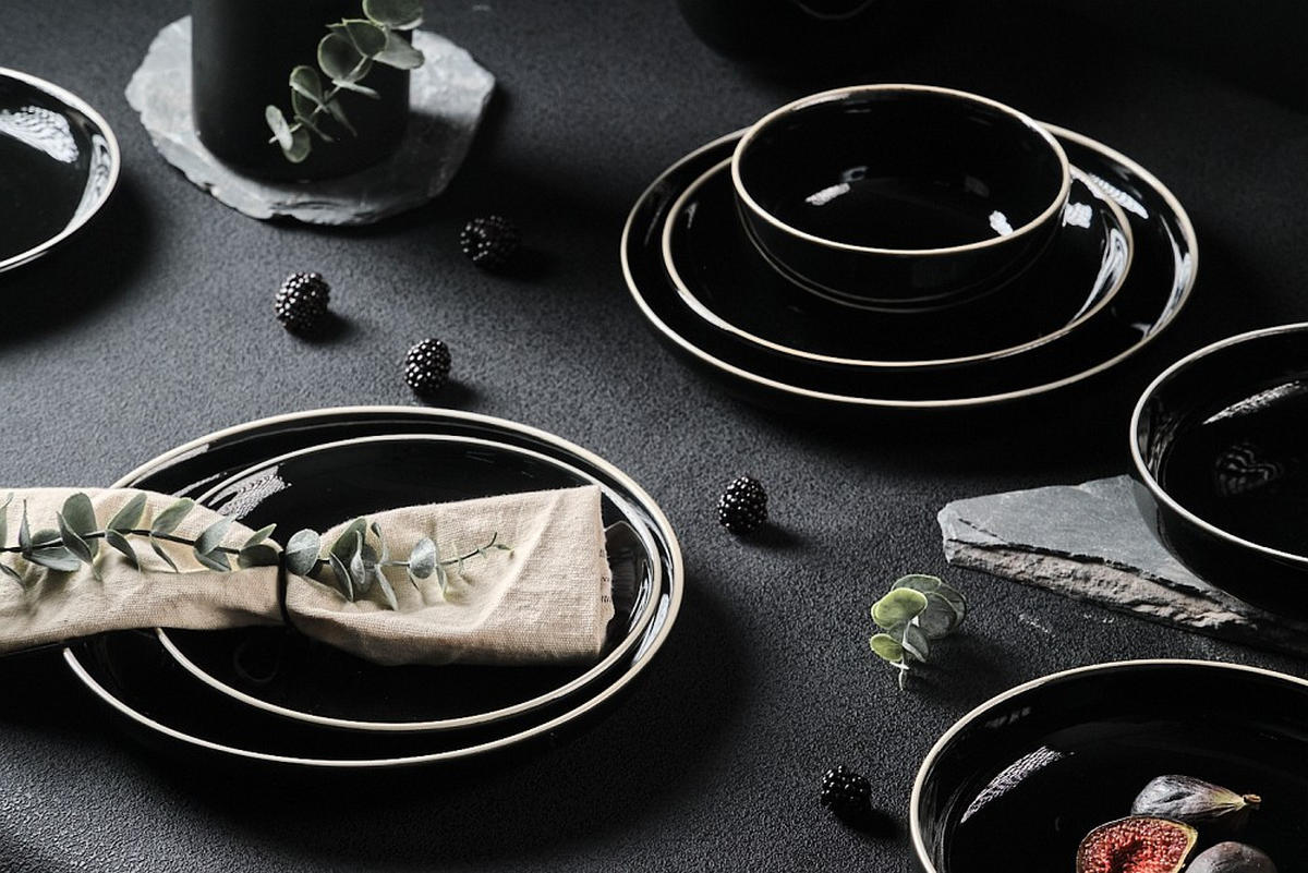 KOMBISERVICE Schwarz Bastia noro 16-teilig 4 Personen  - Schwarz, Trend, Keramik - Novel