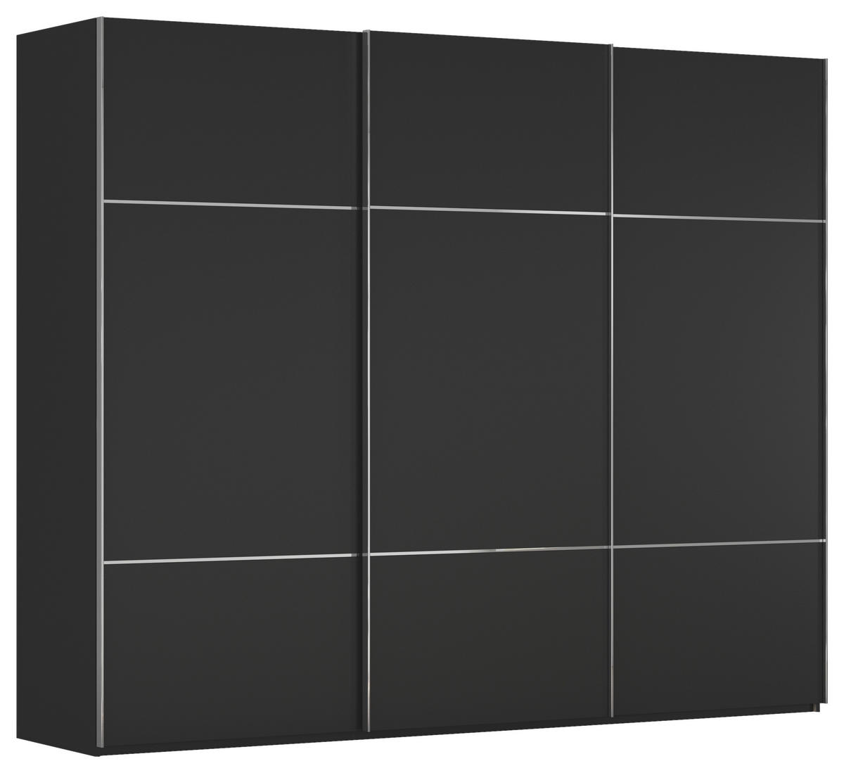 SCHWEBETÜRENSCHRANK 242/223/68 cm 3-türig Schwarz  - Chromfarben/Schwarz, KONVENTIONELL, Holzwerkstoff/Metall (242/223/68cm) - Novel