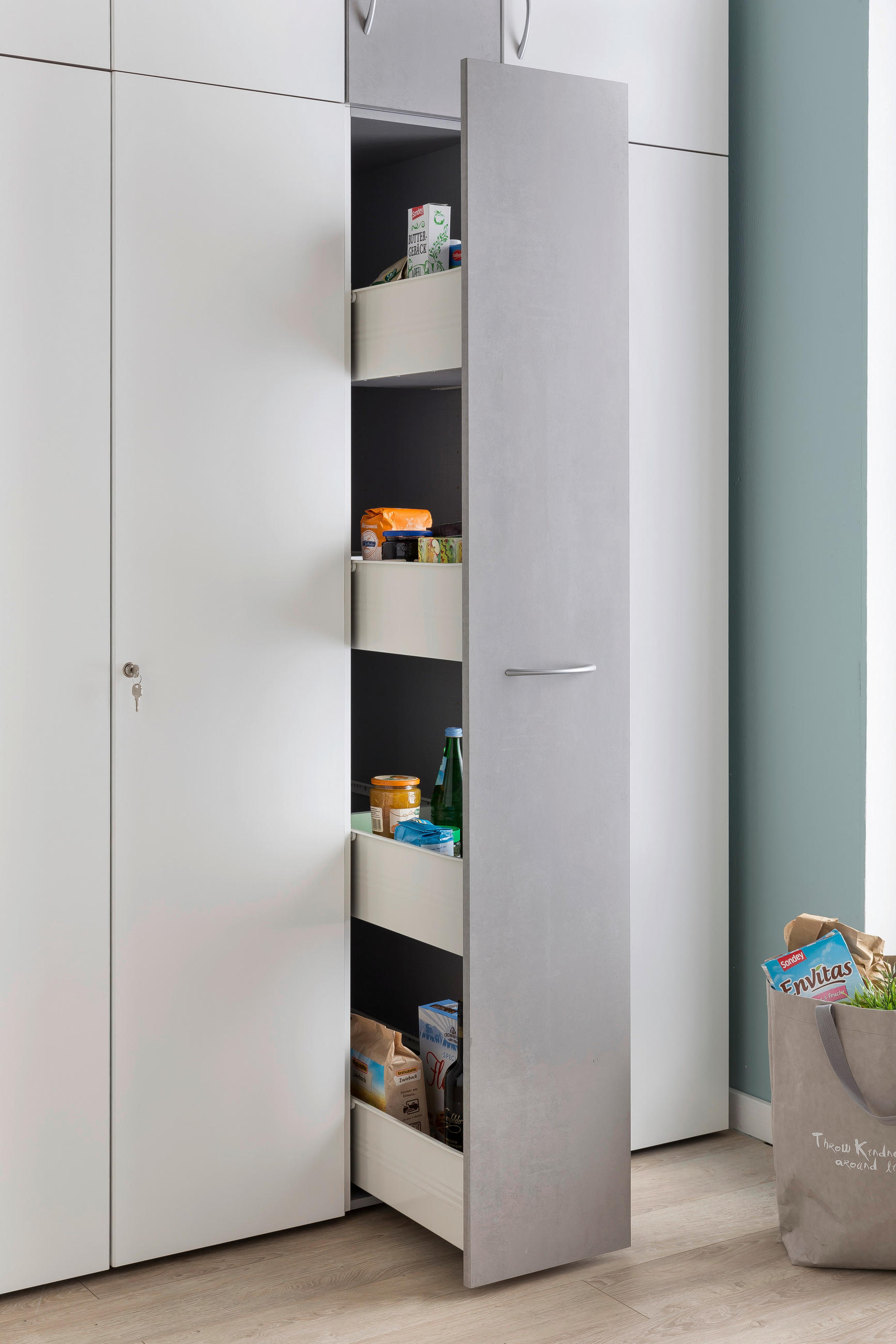 APOTHEKERSCHRANK 30/185/54 cm  in Grau, Weiß  - Alufarben/Weiß, Basics, Holzwerkstoff/Kunststoff (30/185/54cm) - Xora