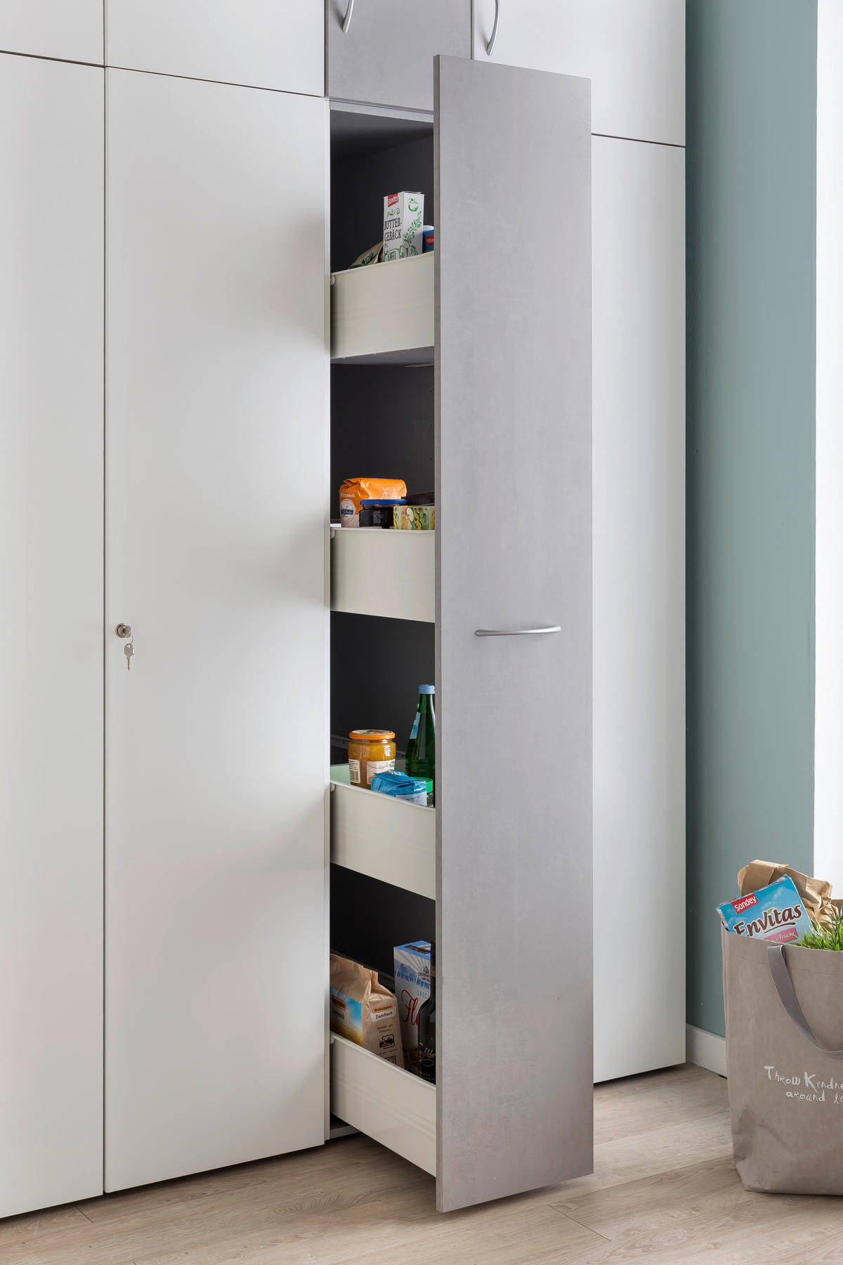 APOTHEKERSCHRANK 30/185/54 cm  in Grau, Weiß  - Alufarben/Weiß, Basics, Holzwerkstoff/Kunststoff (30/185/54cm) - Xora