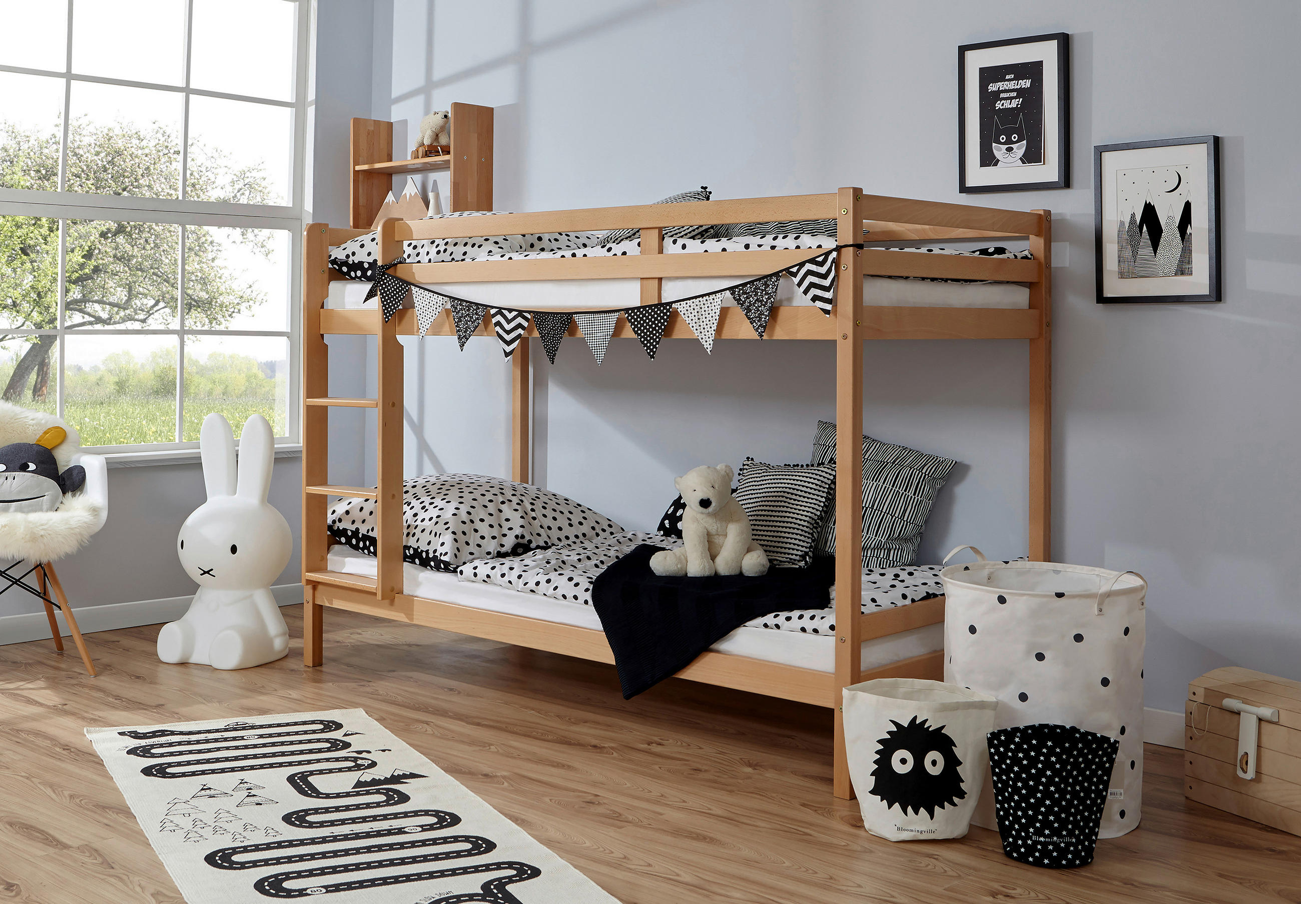 ETAGENBETT - Buchefarben/Naturfarben, MODERN, Holz (90/200cm) - MID.YOU