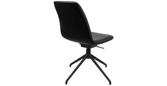 STUHL in Aluminium Echtleder pigmentiert Metall, Leder - Schwarz, Design, Leder/Metall (46/81,5-84,5/55cm) - Johann Jakob