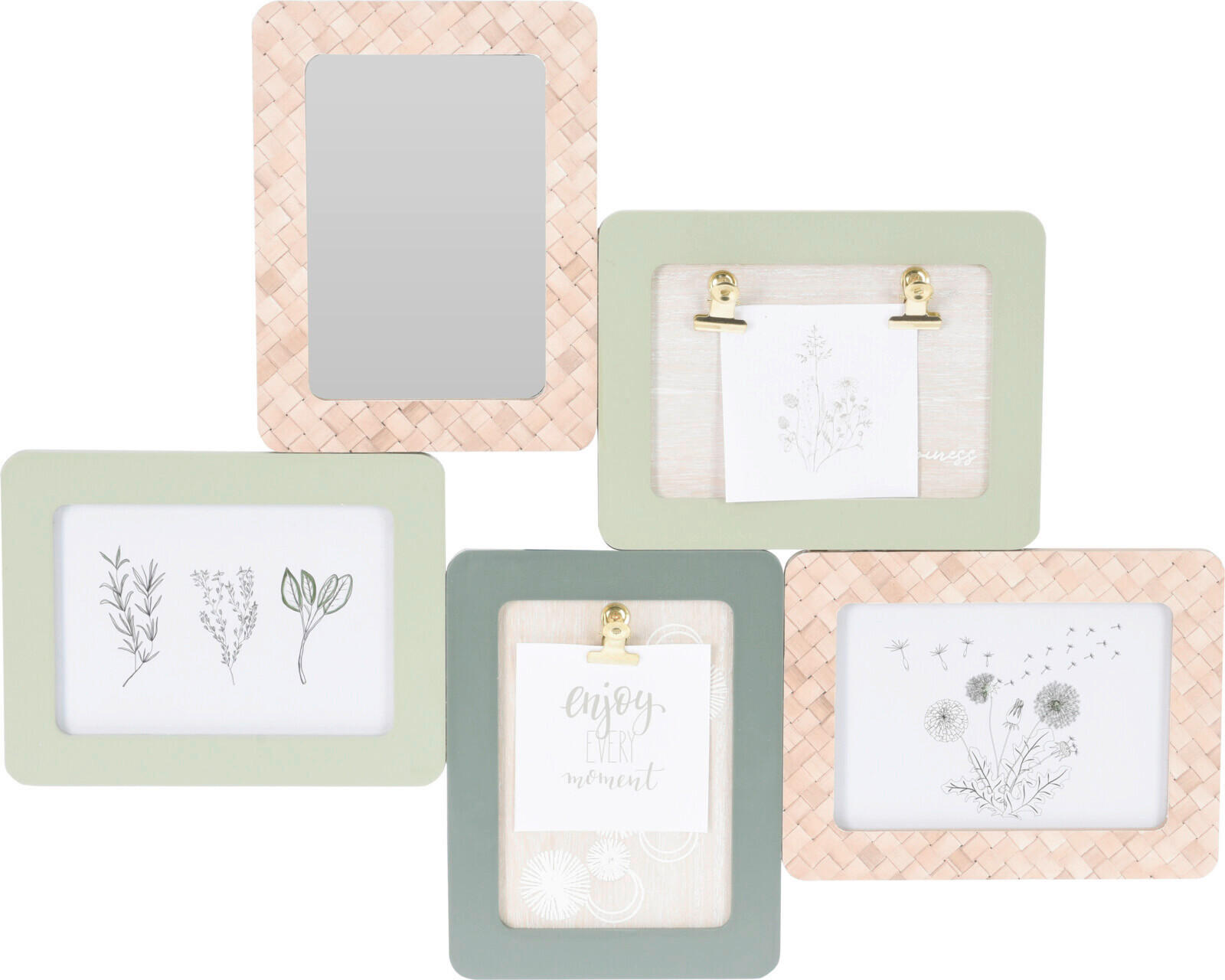 RÁM NA FOTOGRAFIE, 5 foto  x  - Basics, kompozitné drevo (38/2.5/47cm)