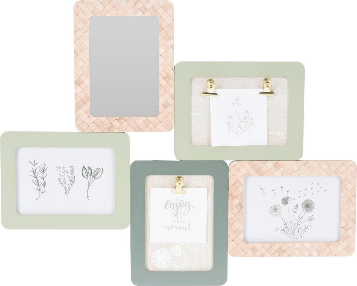 RÁM NA FOTOGRAFIE, 5 foto  x  - Basics, kompozitné drevo (38/2.5/47cm)