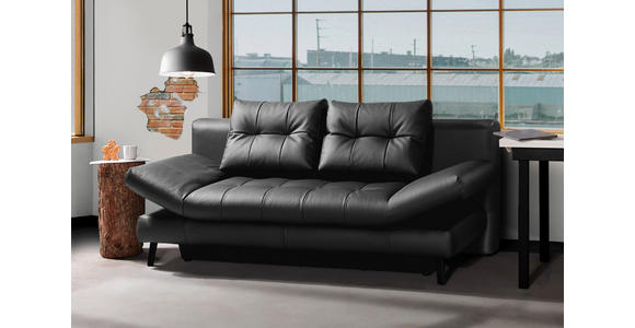 SCHLAFSOFA in Echtleder Anthrazit  - Anthrazit/Schwarz, Design, Leder/Metall (209/94/94cm) - Novel