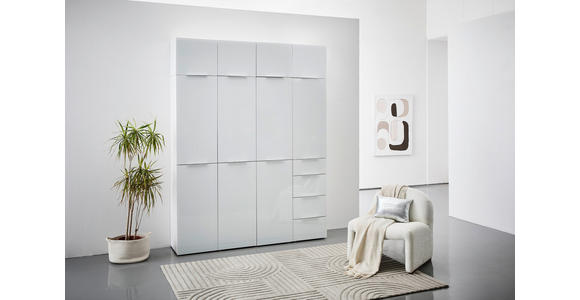 AUFSATZSCHRANK 91/40/40,5 cm - Weiß Hochglanz/Alufarben, Design, Holzwerkstoff/Metall (91/40/40,5cm) - Voleo