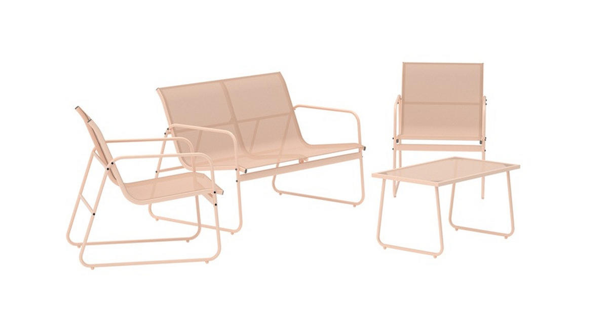 LOUNGEGRUPP 4 delar  - beige, Klassisk, metall/glas