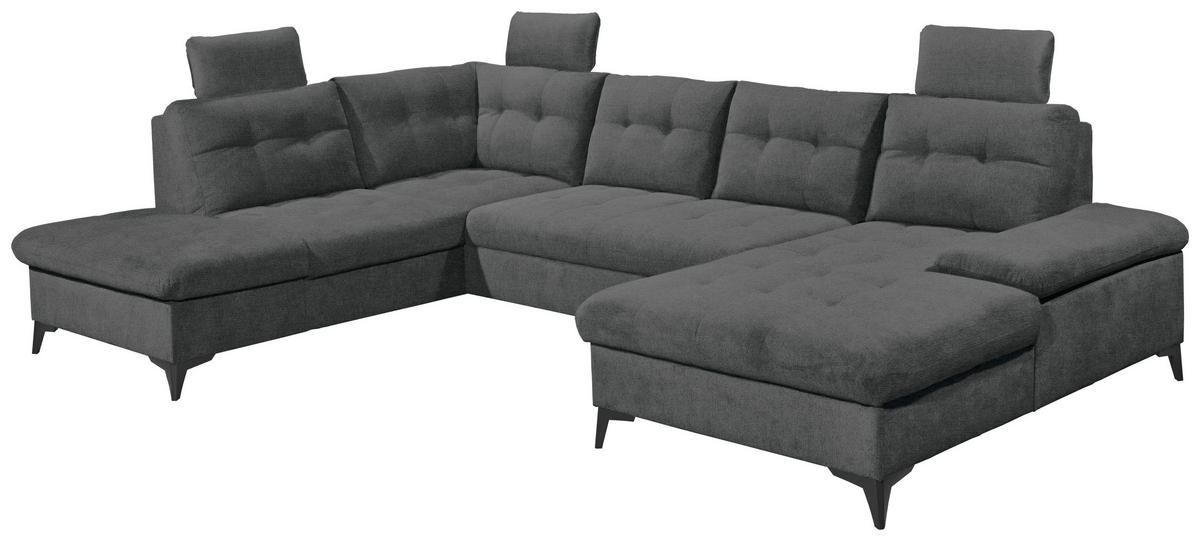 WOHNLANDSCHAFT in Webstoff Graphitfarben  - Schwarz/Graphitfarben, Konventionell, Kunststoff/Textil (218/324/170cm) - MID.YOU