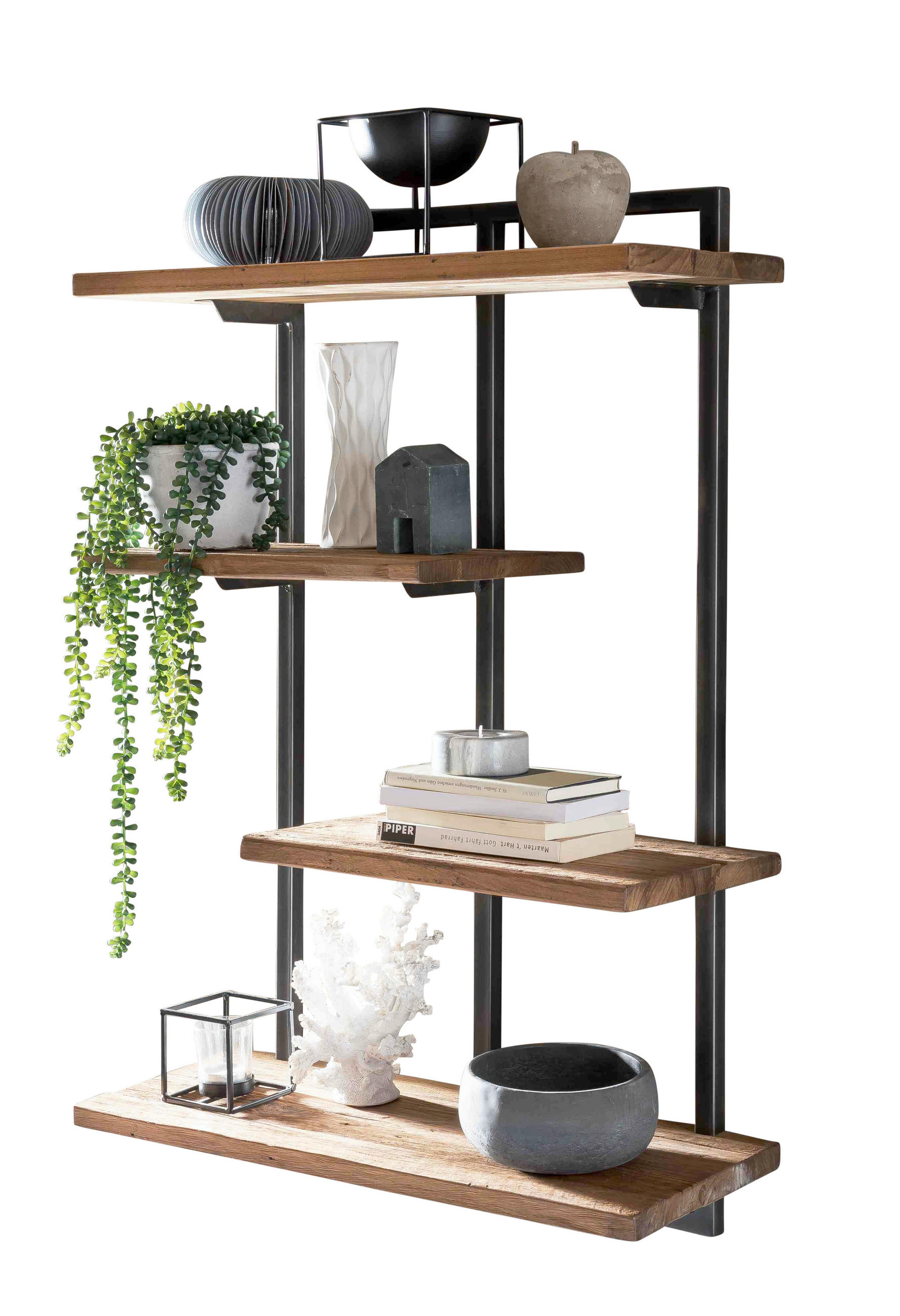 WANDREGAL 70/97/25 cm  - Schwarz/Naturfarben, Design, Holz/Metall (70/97/25cm) - MID.YOU