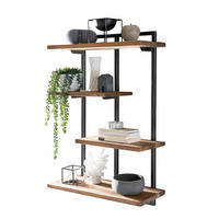 WANDREGAL 70/97/25 cm  - Schwarz/Naturfarben, Design, Holz/Metall (70/97/25cm) - MID.YOU