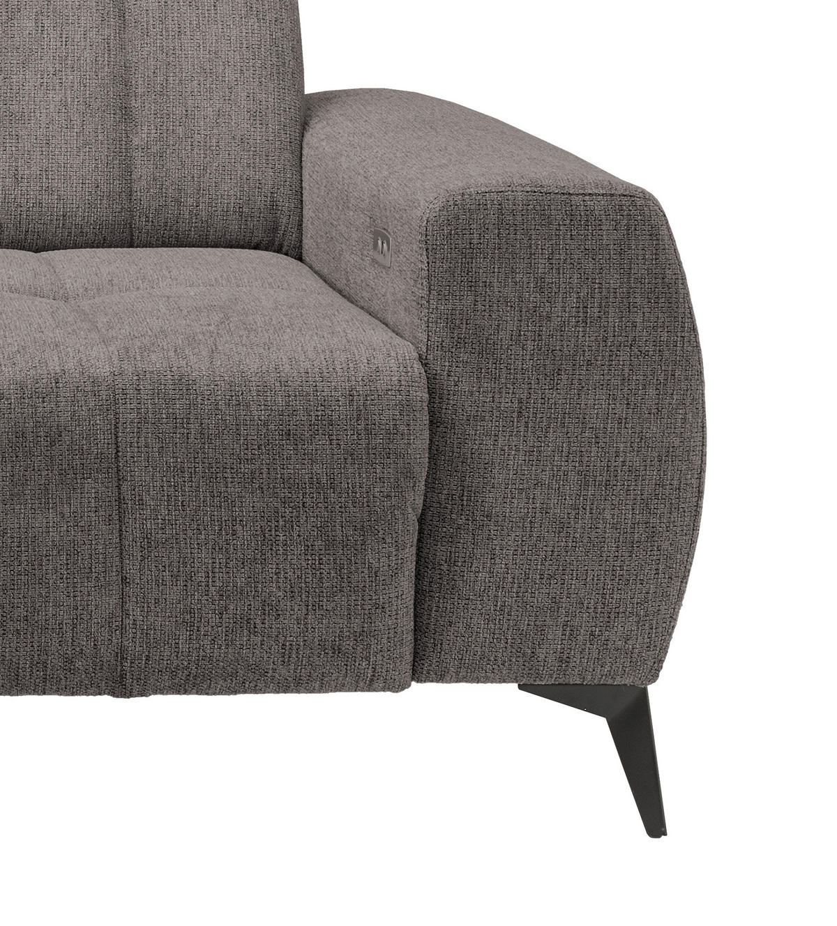 ECKSOFA in Chenille Graubraun  - Graubraun/Schwarz, Modern, Textil/Metall (200/261cm) - Livetastic