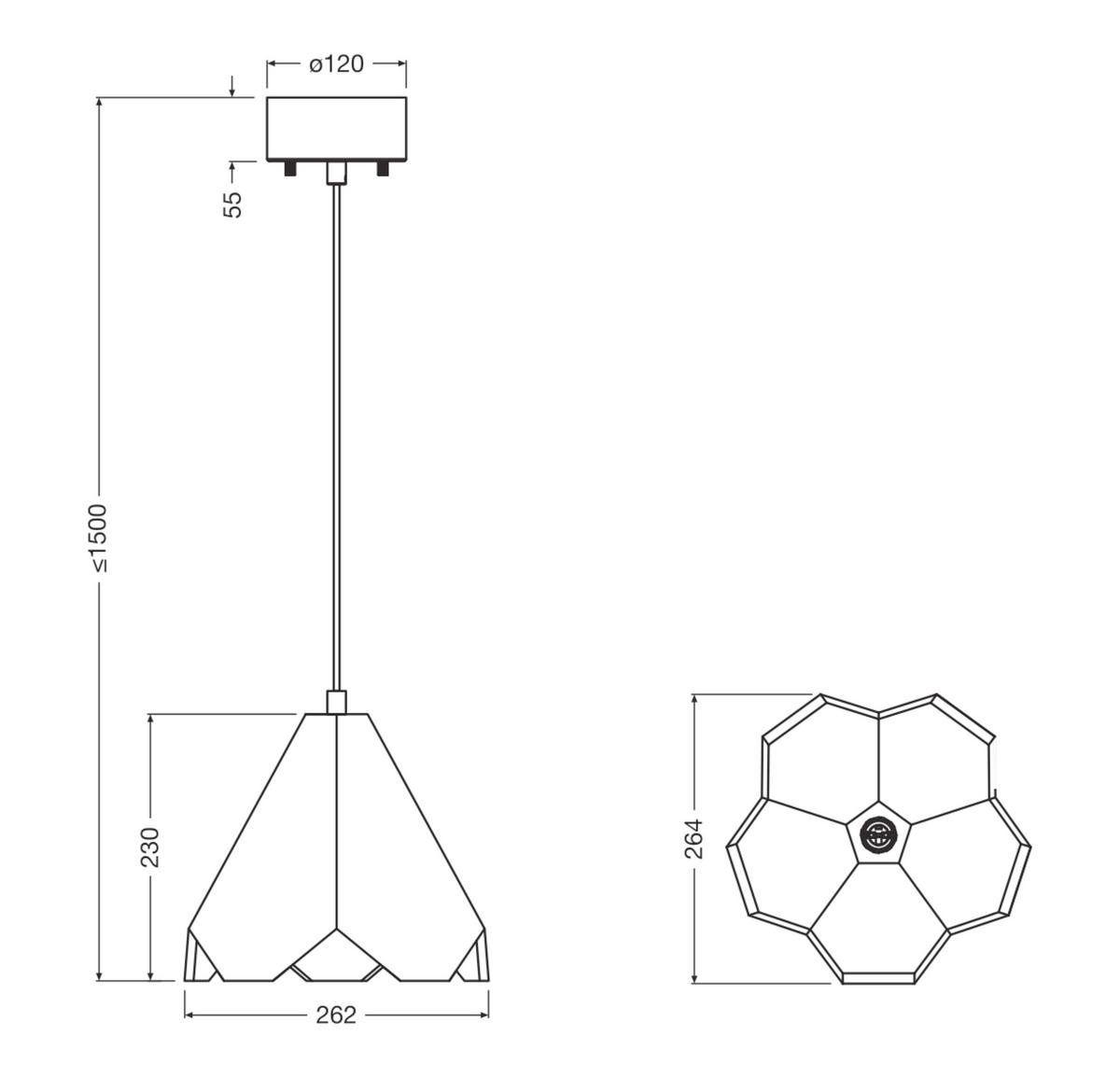 HÄNGELEUCHTE 26,4/26,2/150 cm  - Beige, Basics, Stein (26,4/26,2/150cm) - Osram