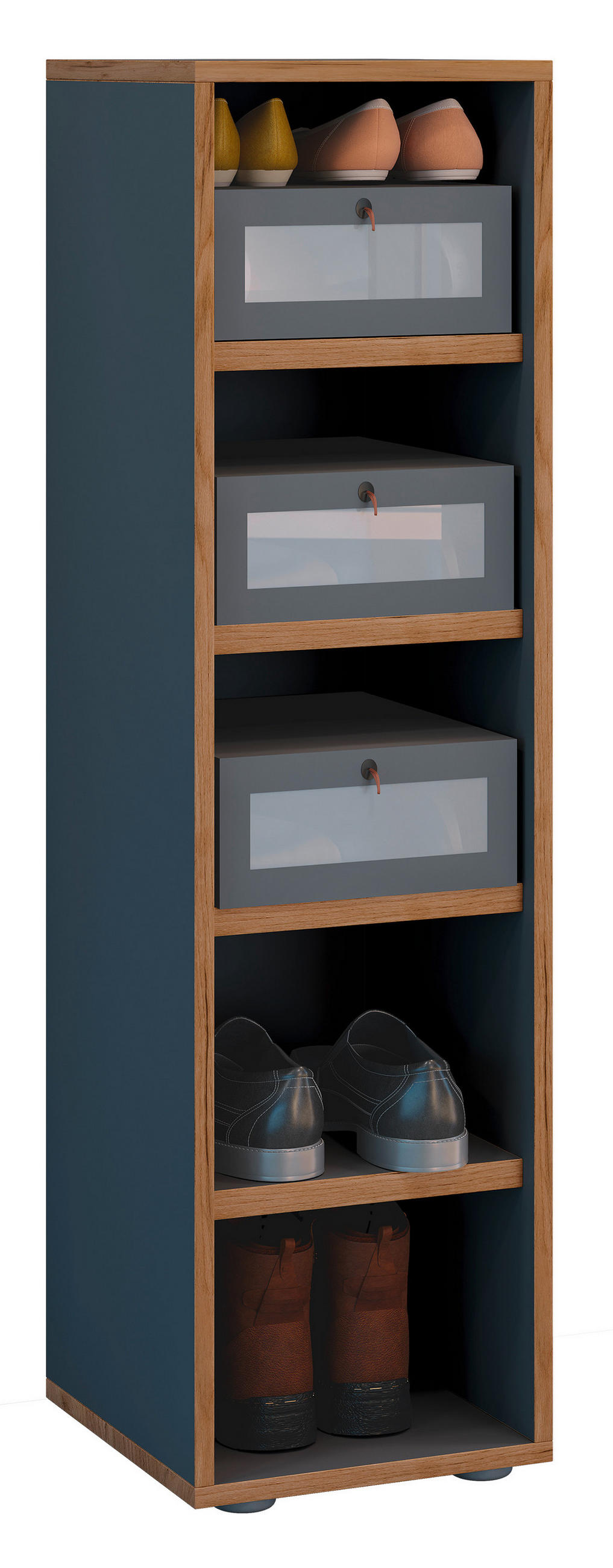 SCHUHREGAL Anthrazit, Honigeiche - Honigeiche/Anthrazit, Design, Holzwerkstoff/Kunststoff (30/110/33cm) - MID.YOU
