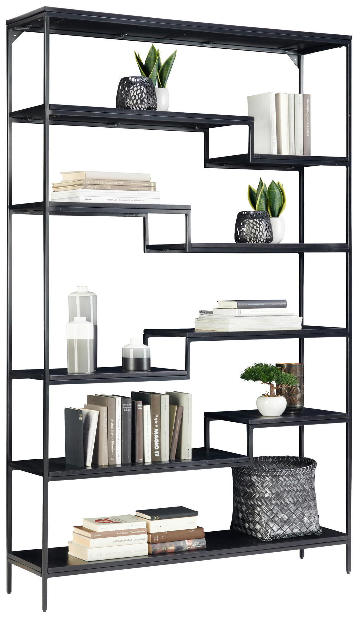 Etajeră, 120/190/30 cm, negru,  - negru, Design, lemn/metal (120/190/30cm) - Ambia Home