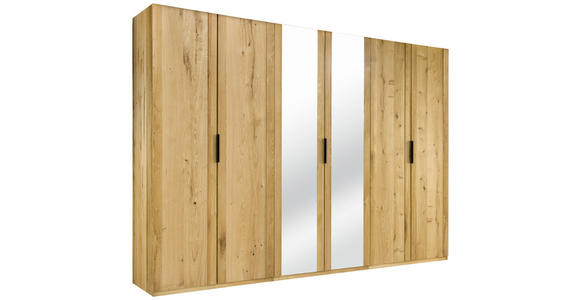 DREHTÜRENSCHRANK in Eichefarben - Eichefarben/Schwarz, Natur, Glas/Holz (303/222/63cm) - Valnatura