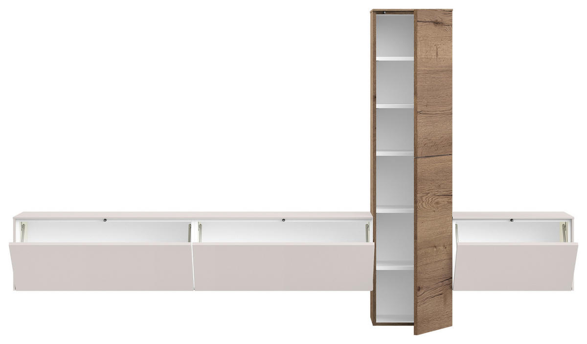 WOHNWAND  in Eichefarben, Hellgrau  282/160/37 cm  - Eichefarben/Hellgrau, Design, Holzwerkstoff (282/160/37cm) - Celina Home
