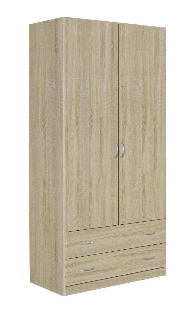 DREHTÜRENSCHRANK in Sonoma Eiche  - Silberfarben/Sonoma Eiche, Design, Holzwerkstoff/Metall (91/197/54cm) - Boxxx
