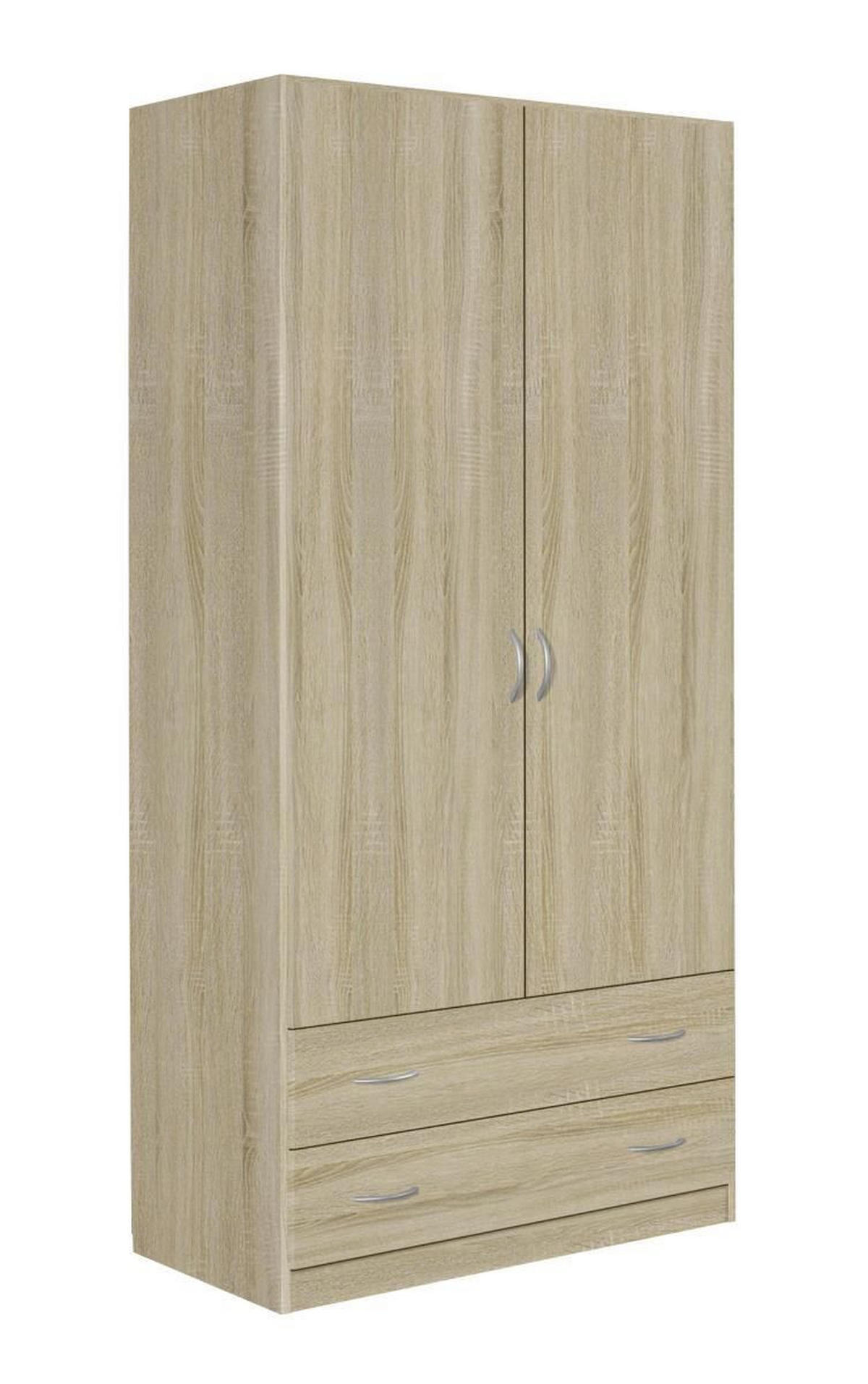 DREHTÜRENSCHRANK in Sonoma Eiche  - Silberfarben/Sonoma Eiche, Design, Holzwerkstoff/Metall (91/197/54cm) - Boxxx