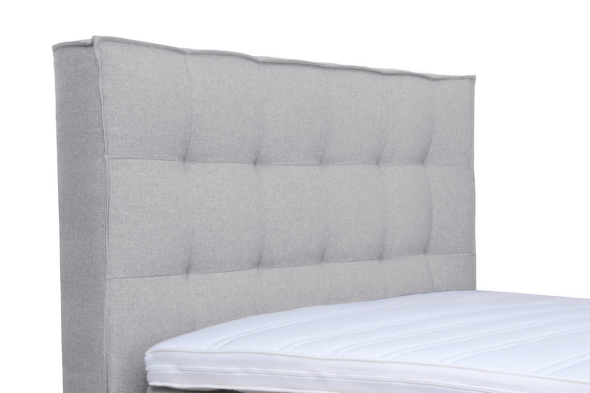 BOXSPRINGBETT 140/200 cm,  in Hellgrau, Matratze, Bettkasten, Topper, H3 = fest  - Chromfarben/Hellgrau, KONVENTIONELL, Kunststoff/Textil (140/200cm) - Boxxx