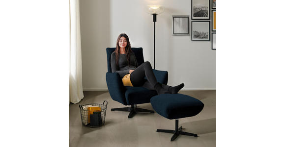 SESSEL in Teddystoff Dunkelblau  - Schwarz/Dunkelblau, Design, Textil/Metall (60/94/86cm) - Dieter Knoll