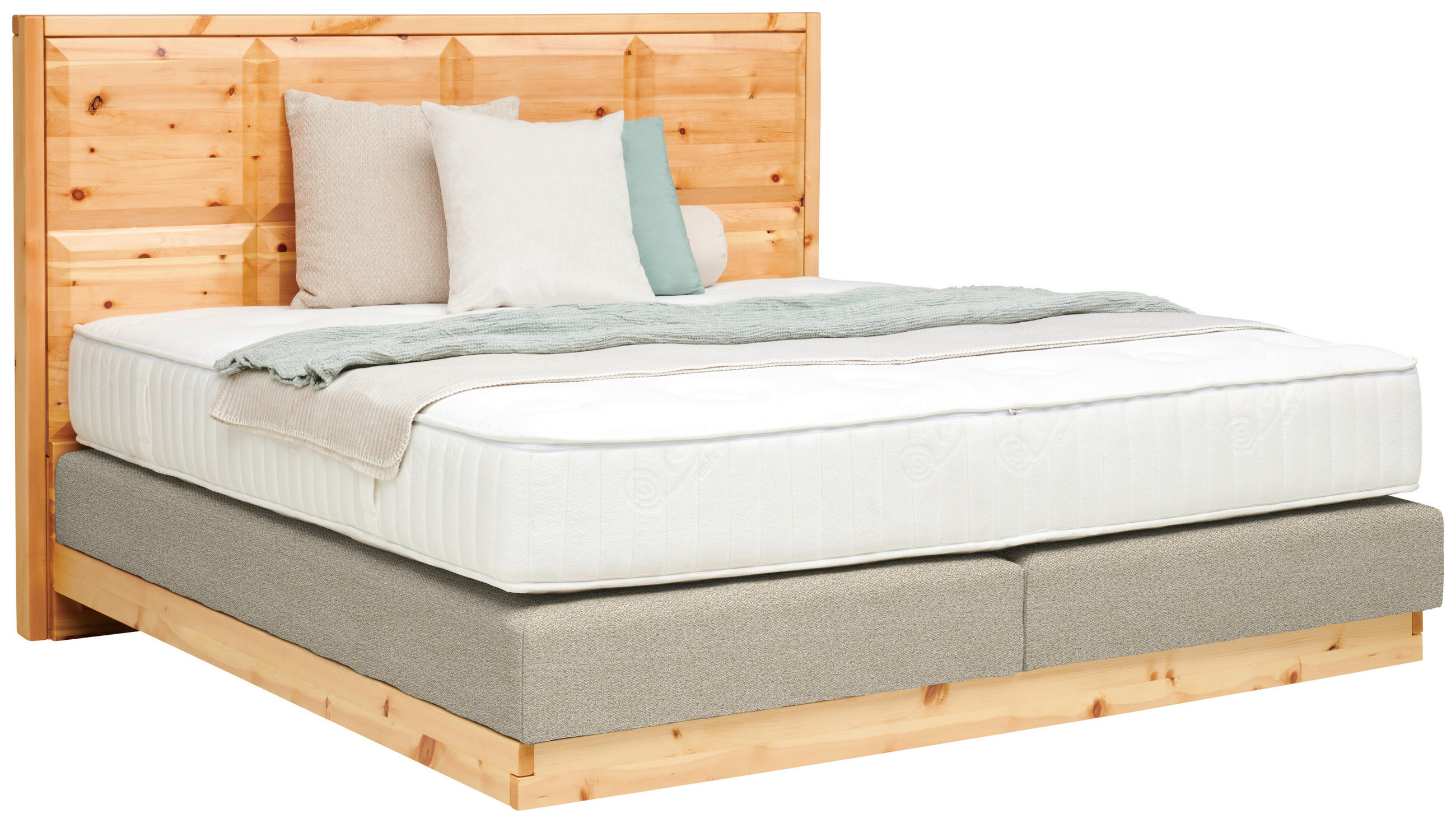 BOXSPRINGBETT 180/200 cm  Zirbelkieferfarben, Beige  - Zirbelkieferfarben/Beige, Natur, Holz/Textil (180/200cm) - Valnatura
