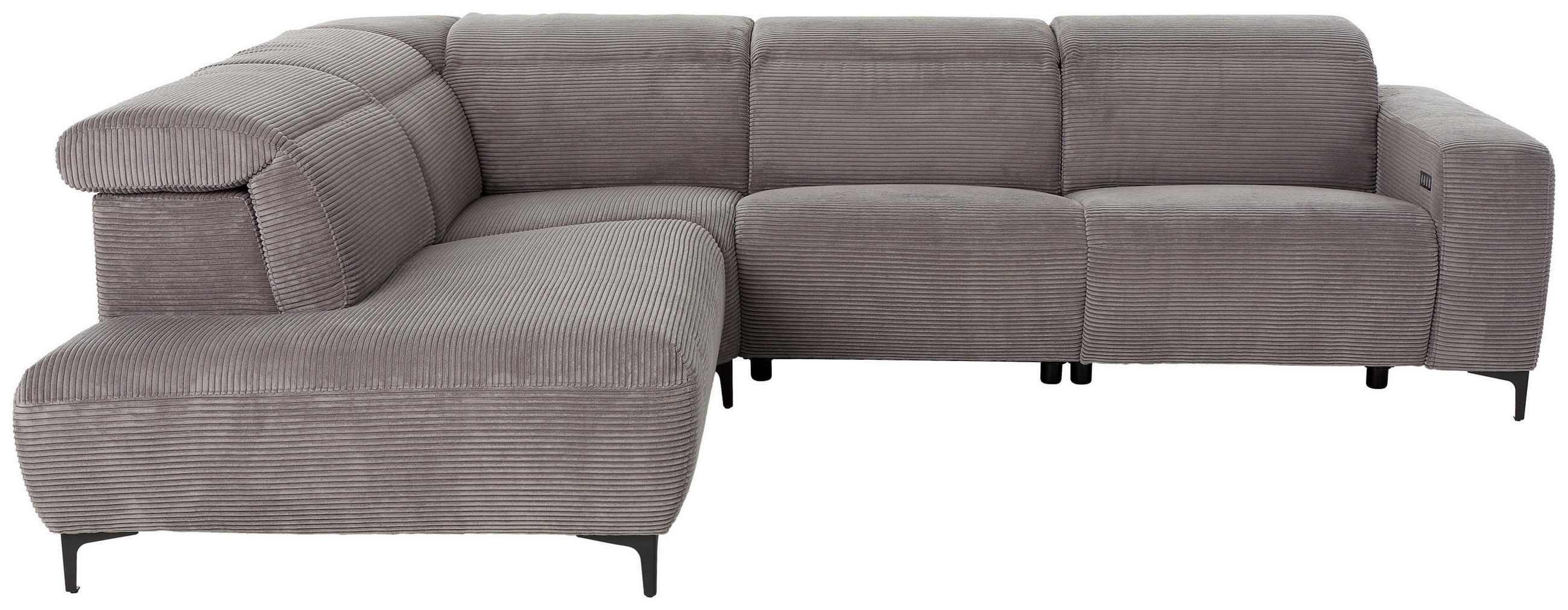 ECKSOFA in Cord Dunkelgrau  223/290 cm  - Dunkelgrau/Schwarz, Design, Textil (223/290cm) - Pure Home Lifestyle
