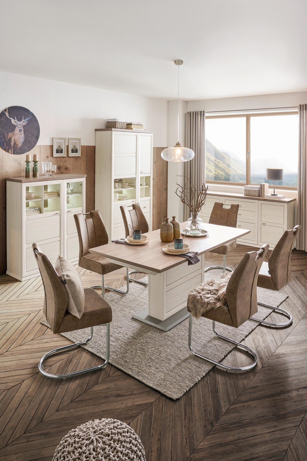 ESSTISCH rechteckig Grau, Weiß  - Weiß/Grau, LIFESTYLE, Holzwerkstoff (160-200/90/76,2cm) - Hom`in