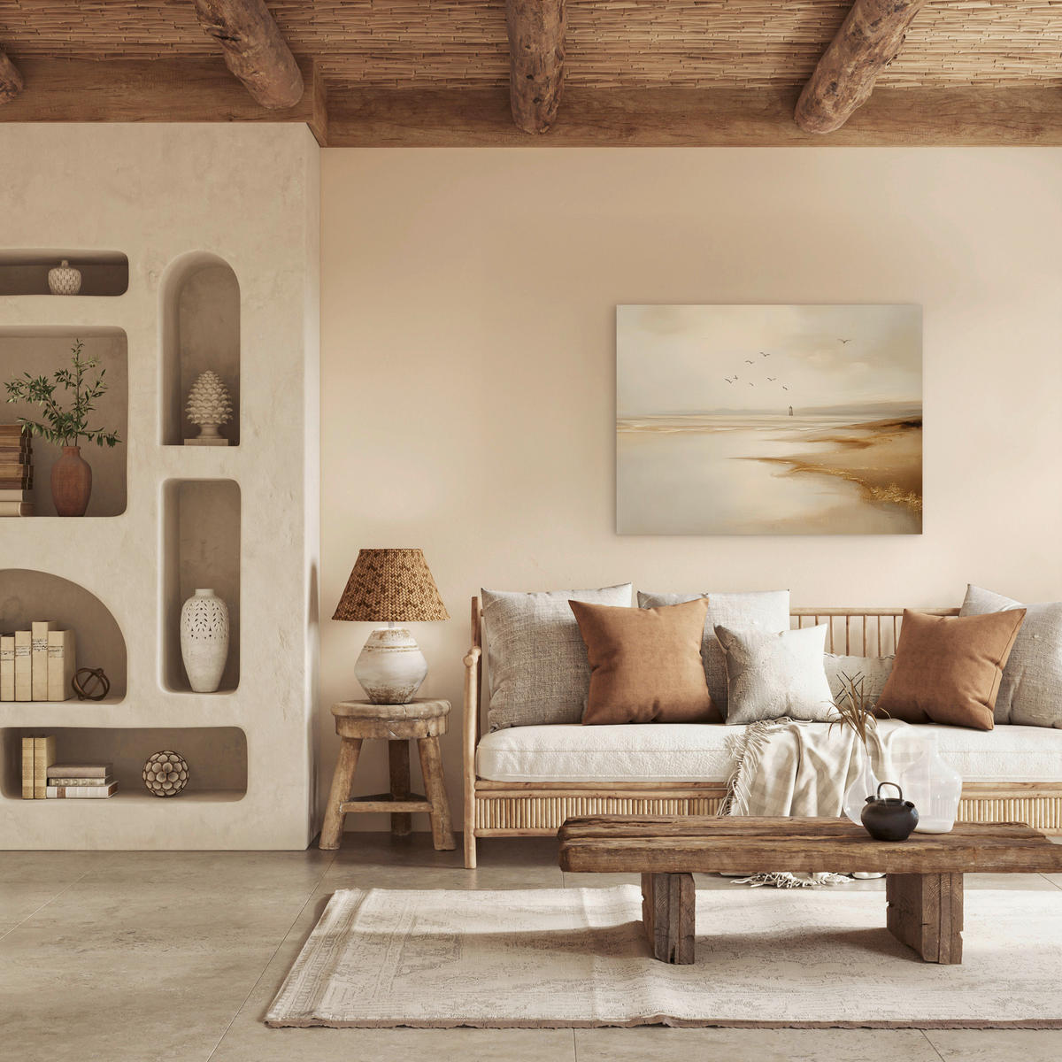 LEINWANDBILD Landschaft & Natur 70/100 cm  - Beige, Basics, Holz/Textil (70/100cm)