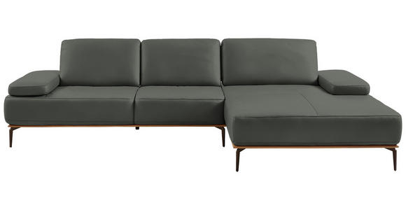 ECKSOFA 16580 Sprint in Echtleder Anthrazit  314/176 cm  - Anthrazit/Bronzefarben, Design, Leder/Holz (314/176cm) - Valnatura