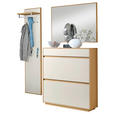GARDEROBE 3-teilig  in 155/195/31 cm  - Eichefarben/Weiß, Basics, Glas/Holz (155/195/31cm) - Novel