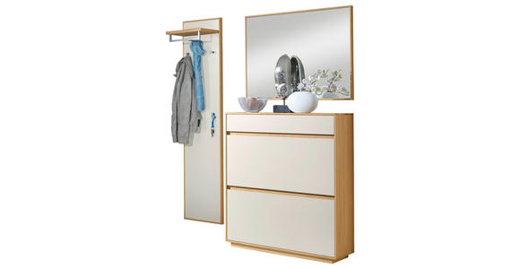 GARDEROBE 3-teilig in 155/195/31 cm - Eichefarben/Weiß, Basics, Glas/Holz (155/195/31cm) - Novel