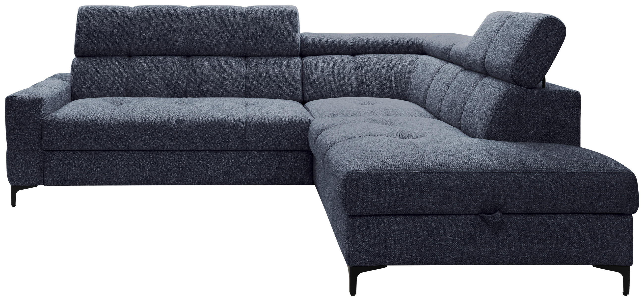 ECKSOFA in Struktur Dunkelblau  254/212 cm  - Schwarz/Dunkelblau, MODERN, Textil/Metall (254/212cm) - Carryhome