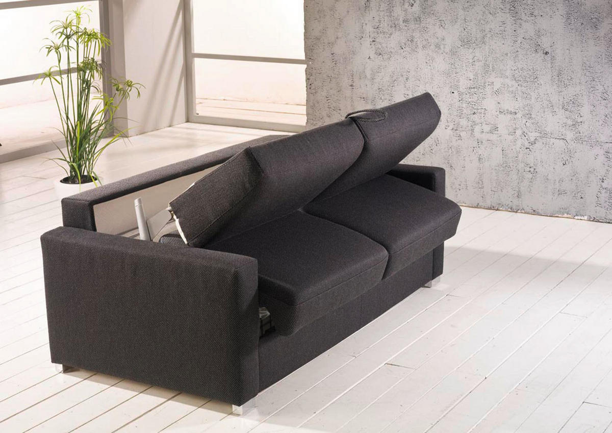 SCHLAFSOFA Anthrazit, Schwarz  - Chromfarben/Anthrazit, KONVENTIONELL, Textil/Metall (188/86/97cm) - Novel