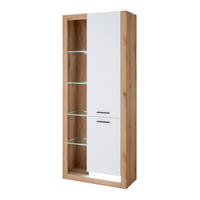 MEHRZWECKSCHRANK 80/195/37 cm  in Weiß, Eichefarben  - Eichefarben/Schwarz, Design, Glas/Holzwerkstoff (80/195/37cm) - MID.YOU